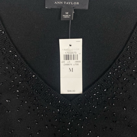 NWT Ann Taylor Black Embellished Sweater Size Medium - Picture 5 of 7